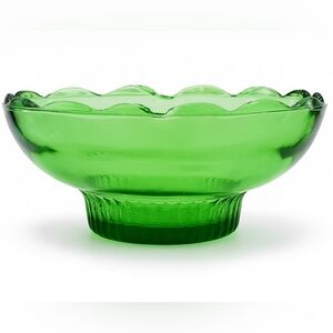 Vintage 1950s EO Brody CO M2000 emerald glass bowl green scalloped planter
